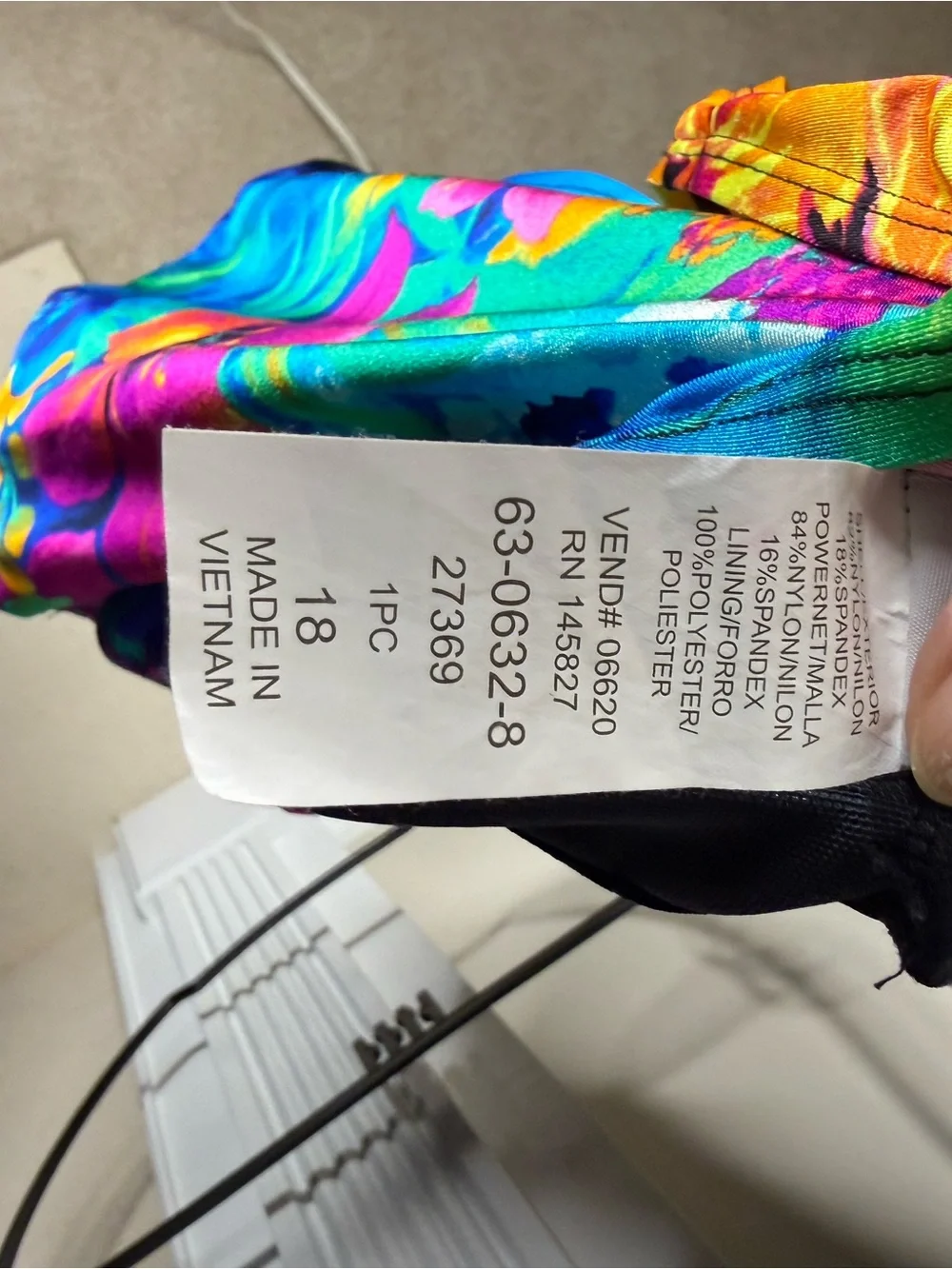 Longitude Vibrant Blue Pink Yellow Floral One-Piece Swimsuit beach scene - Picture 7 of 7